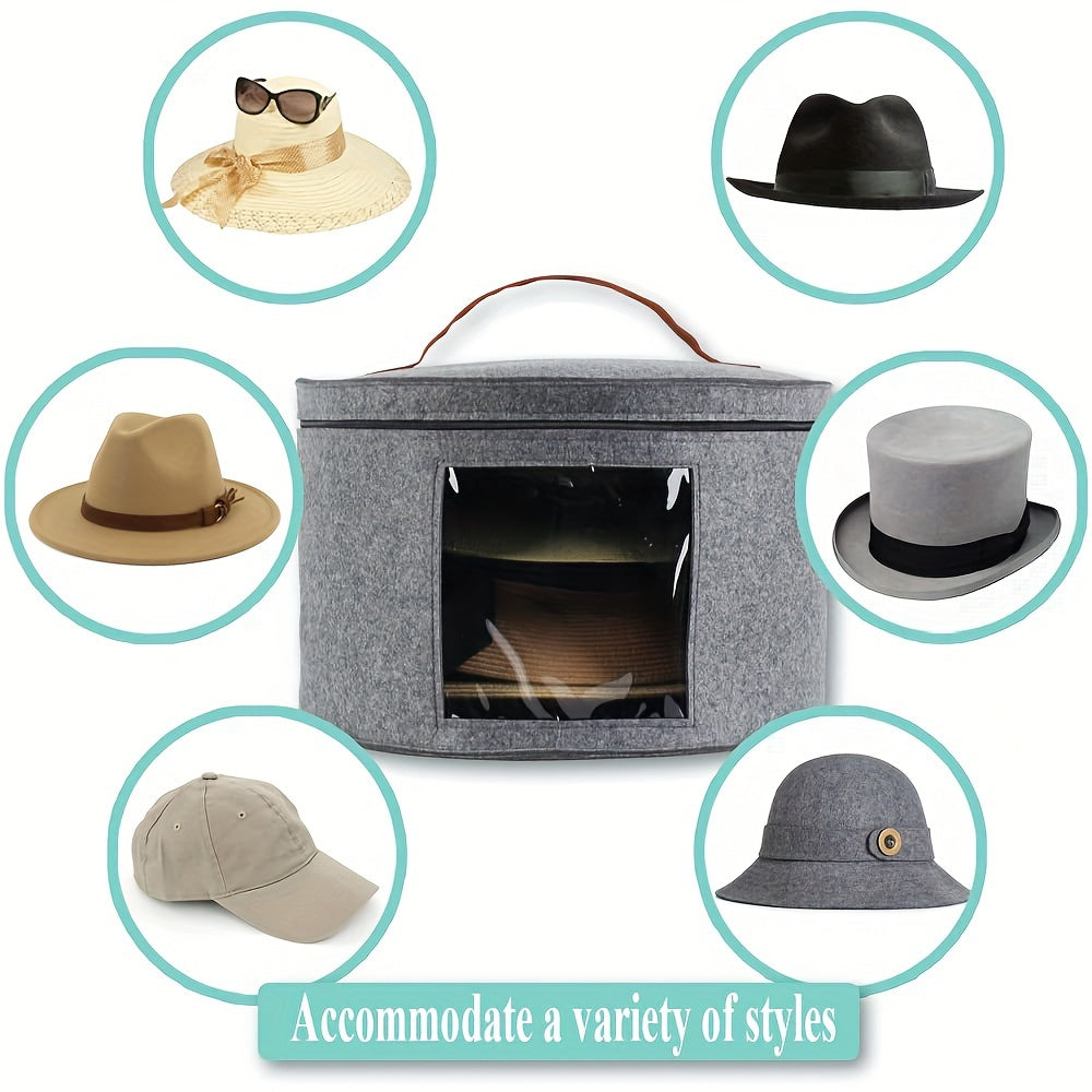 Large Capacity Hat Storage Bucket Bag - Lightweight Zipper Organizer, Dustproof with Handle for Versatile Use