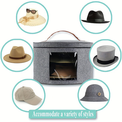 Large Capacity Hat Storage Bucket Bag - Lightweight Zipper Organizer, Dustproof with Handle for Versatile Use
