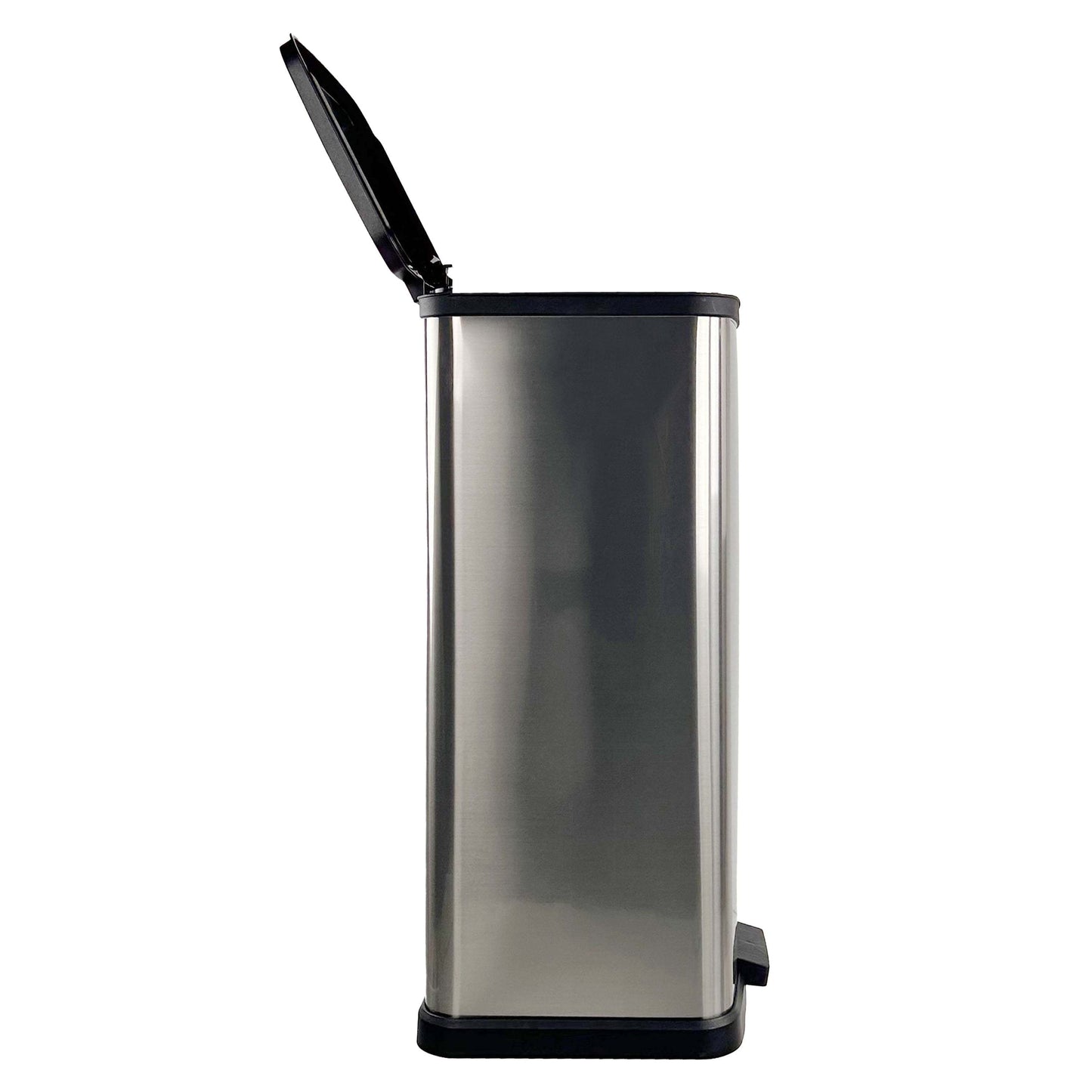 13.2 Gallon Plastic Rectangular Step Trash Can – Silver Kitchen Waste Bin