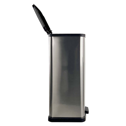 13.2 Gallon Plastic Rectangular Step Trash Can – Silver Kitchen Waste Bin