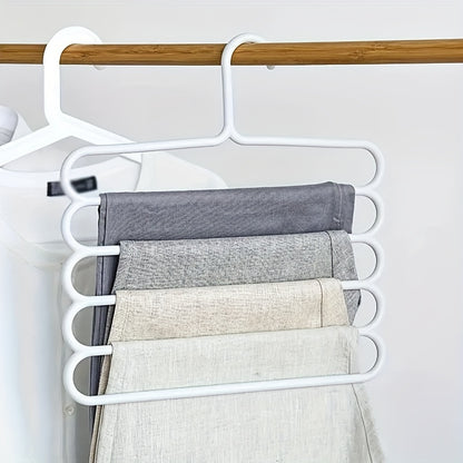 5pcs Multifunctional Five-Layer Pants Rack - Anti-Slip Multi-Layer Clothing Hanger for Wardrobe, Scarf & Pants Storage