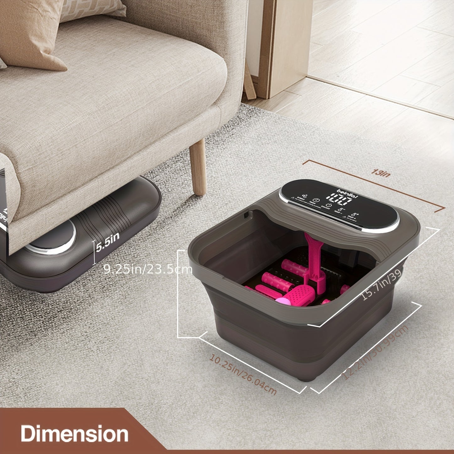 Collapsible Foot Spa Massager – Heater, Temperature Control, Bubbles, Massage Rollers & Vibration for Pressure Relief