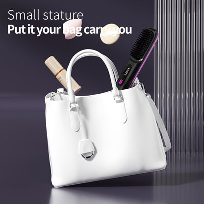 Wireless Hair Straightener Brush - 7.87x1.77x1.18 Inches, 3 Temperature Settings, LED Display, USB Rechargeable, 36V Max, 2000mAh Battery - Professional Styling Tool for Home and Travel