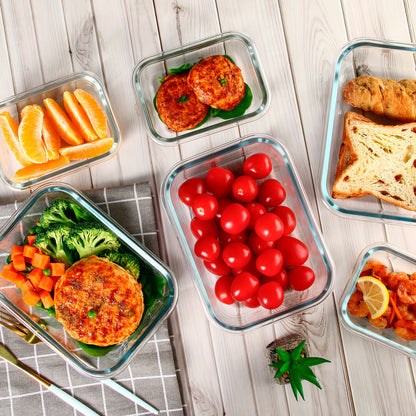 10-Pack Glass Meal Prep Containers Set with Airtight Lids – Durable Food Storage & Glass Lunch Boxes for Home, Kitchen, Office