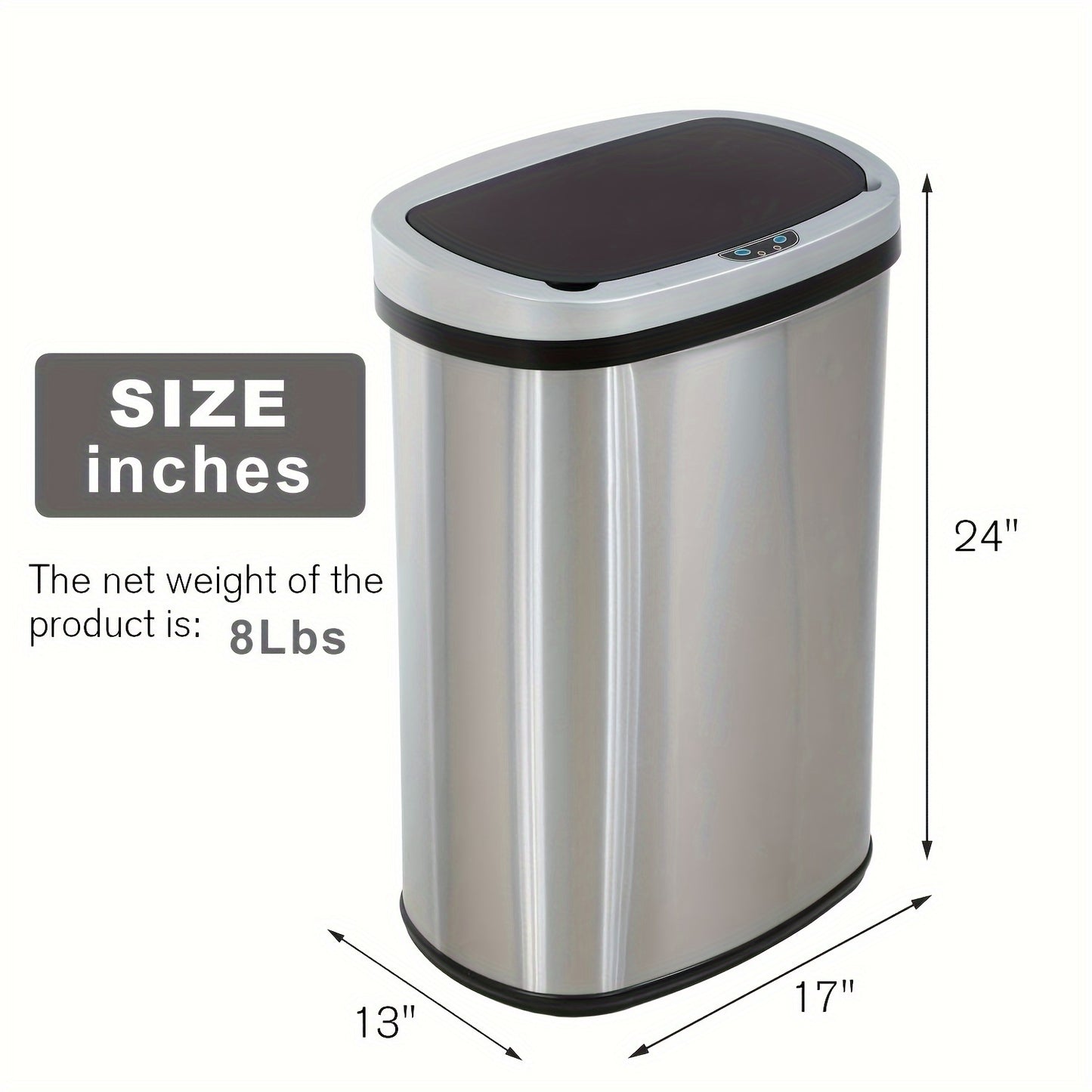 13 Gallon Touchless Trash Can - Automatic Motion Sensor Kitchen Garbage Bin, Stainless Steel with Lid, Anti-Fingerprint and Mute Design, 50L Waste Bin for Office, Bedroom, Living Room