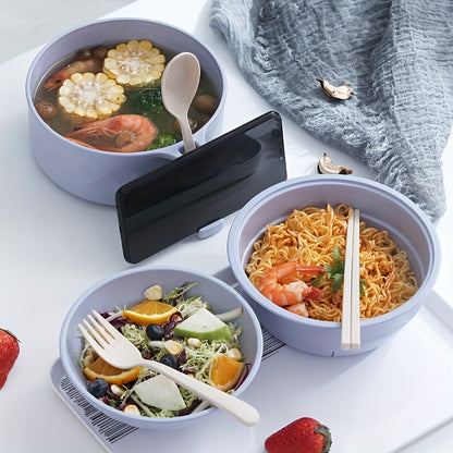 Ramen Bowl Set – Microwave Safe Noodle Cooker with Spoon, Chopsticks and Fork, Perfect for RV, Camping, Picnic, Kitchen and Dorm