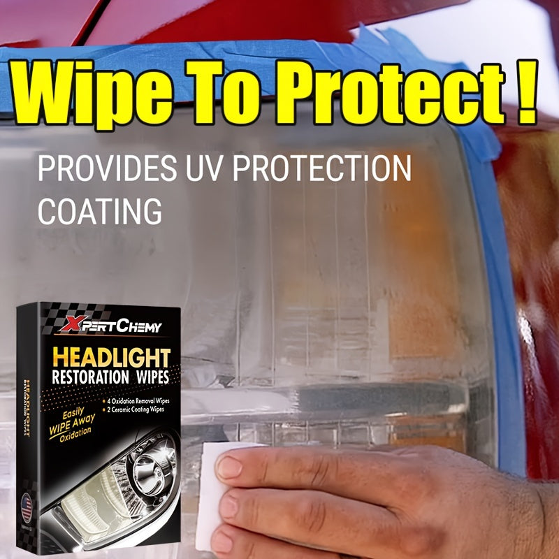 Universal Headlight Restoration Kit with Oxidation Remover and Ceramic Coating Wipes – Efficient Car Headlamp Cleaning, Polishing and Restoration System for Long-Lasting Professional Results