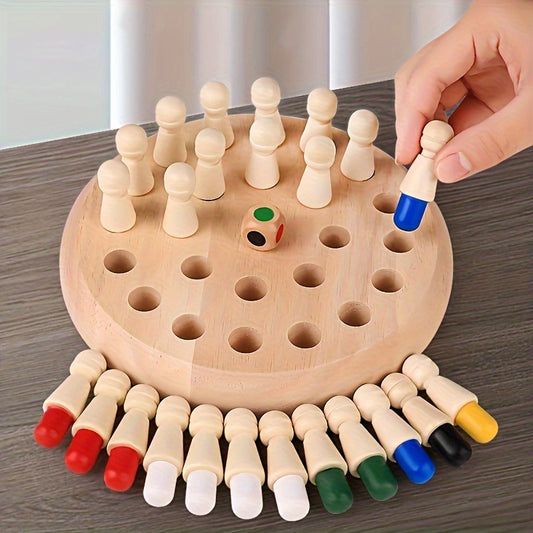 Wooden Memory Match Stick Chess - Portable Brain Teaser Puzzle Game for Kids and Adults, Ages 3-6, Enhances Cognitive Skills, Ideal for Travel and Gifting