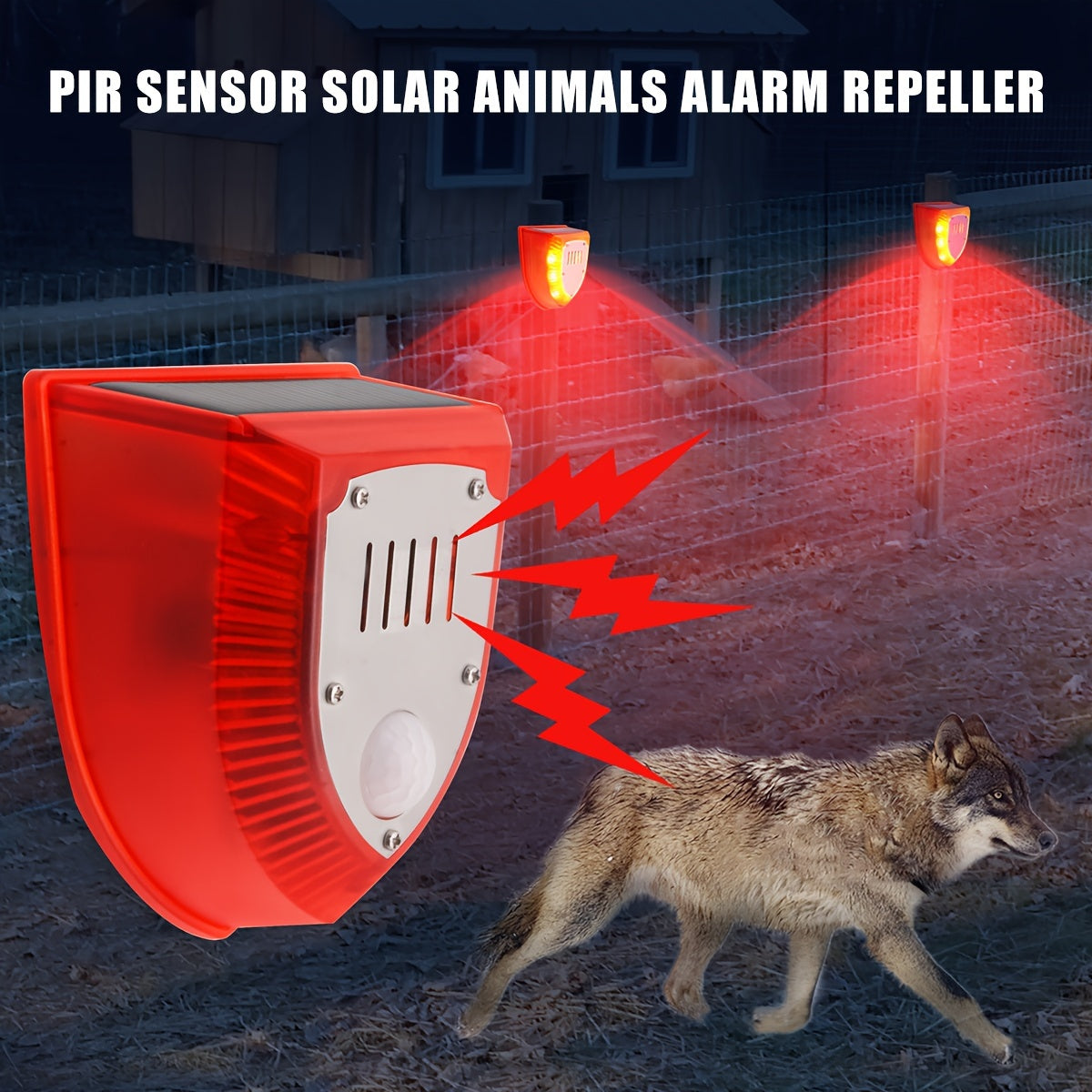Advanced Solar-Powered Security Alarm Light - 129dB Gunshot & Dog Barking Sounds, Strobe Light with Motion Sensor | Outdoor Warning Lamp for Farm, Barn, Villa, Yard | Durable, Weather-Resistant, Energy-Efficient