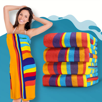 Extra Large Striped Beach Towel – Ultra-Soft Microfiber, Quick-Dry & Sand-Free, Ideal for Travel, Yoga, Camping, and Swimming, Machine Washable