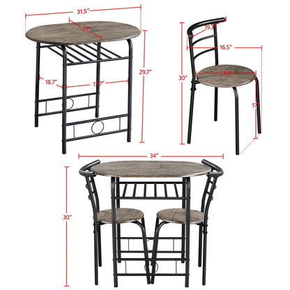 Costoffs Modern Round Compact Dining Table and 2 Chairs Set - Space-Saving Table Set for Kitchens, Apartments, and Dorm Rooms
