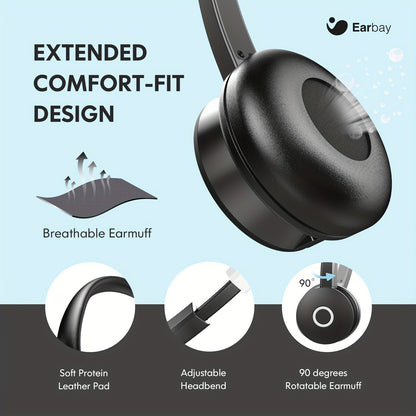 Stereo USB Headset with 3.5mm Jack - Noise Cancelling Microphone, In-Line Volume and Mute Control for PC, Laptop, Business Office, Skype, Zoom