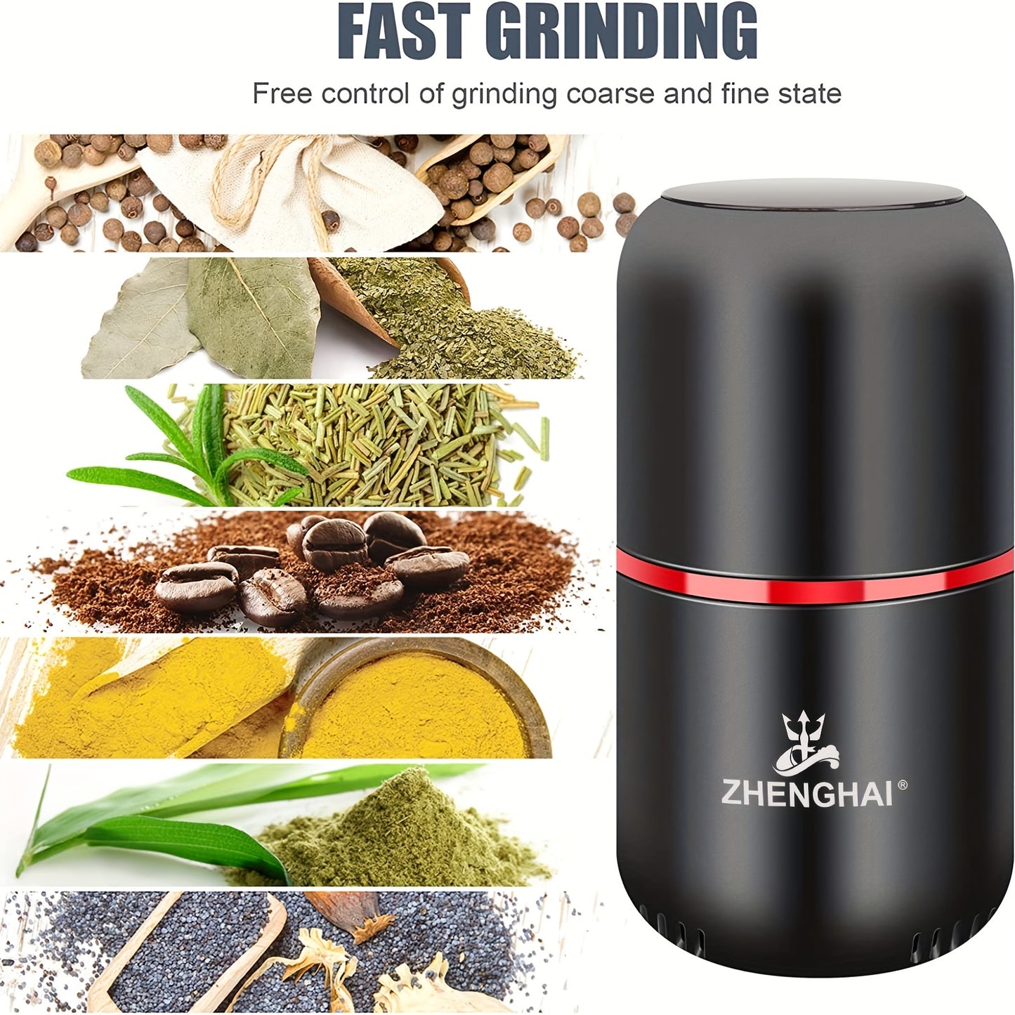 120g Extra-Large Electric Spice Grinder - Powerful Fast Grinding for Coffee, Nuts, Spices, Flower Buds - Includes Cleaning Brush