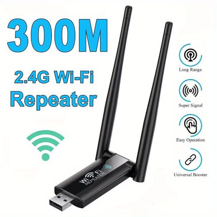 300Mbps USB Wi-Fi Repeater - Boost Network Signal with Easy Plug and Play Convenience