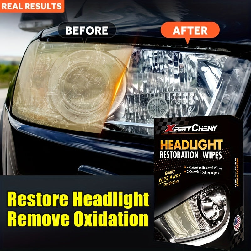 Universal Headlight Restoration Kit with Oxidation Remover and Ceramic Coating Wipes – Efficient Car Headlamp Cleaning, Polishing and Restoration System for Long-Lasting Professional Results