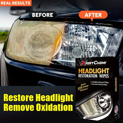 Universal Headlight Restoration Kit with Oxidation Remover and Ceramic Coating Wipes – Efficient Car Headlamp Cleaning, Polishing and Restoration System for Long-Lasting Professional Results