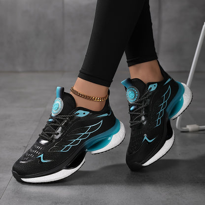 Women's Breathable Mesh Platform Sneakers - Casual Lace-Up Outdoor Shoes, Comfortable Low Top Running Shoes, Plus Size