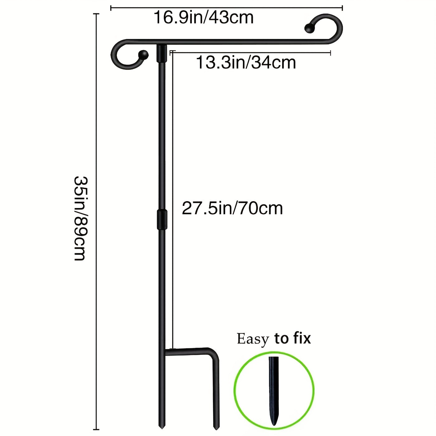 Garden Flag Stand Holder – Pole with Flag Stopper and Clip, Waterproof Powder-Coated for House, Yard and Seasonal Flags (Flag Not Included)