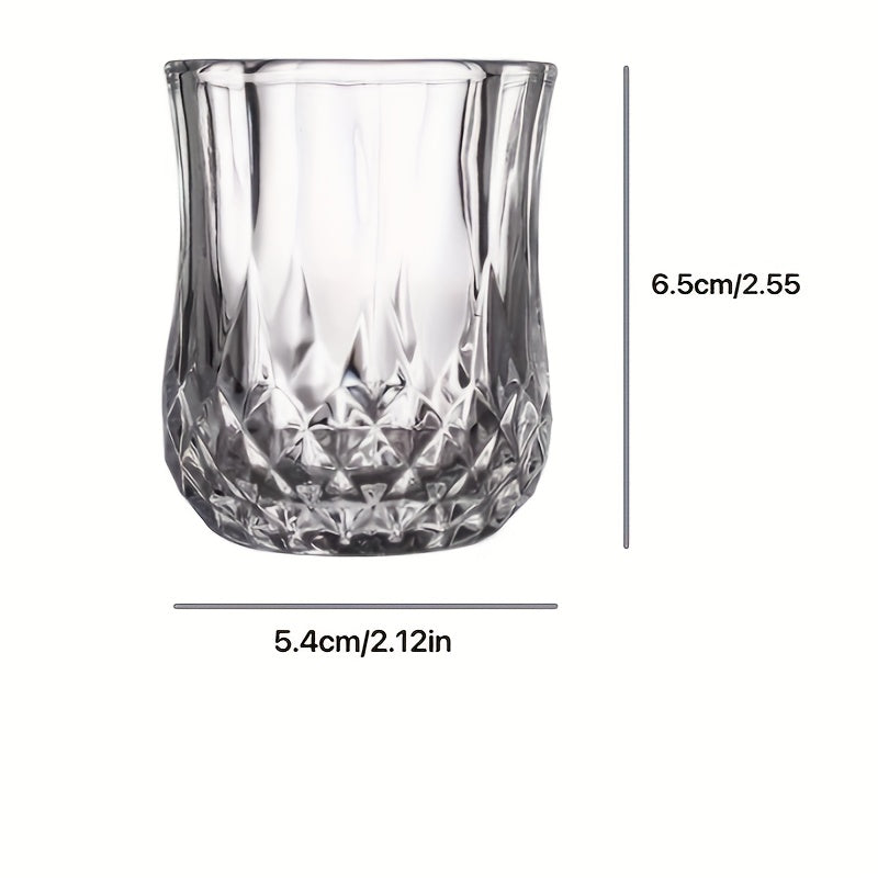 6pcs Luxurious Crystal Cut 50ml Glass Shot Glasses – Reusable, Durable Whiskey Tumblers for Bar & KTV, Hand Wash Only, Perfect for Entertaining Guests
