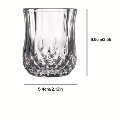 6pcs Luxurious Crystal Cut 50ml Glass Shot Glasses – Reusable, Durable Whiskey Tumblers for Bar & KTV, Hand Wash Only, Perfect for Entertaining Guests