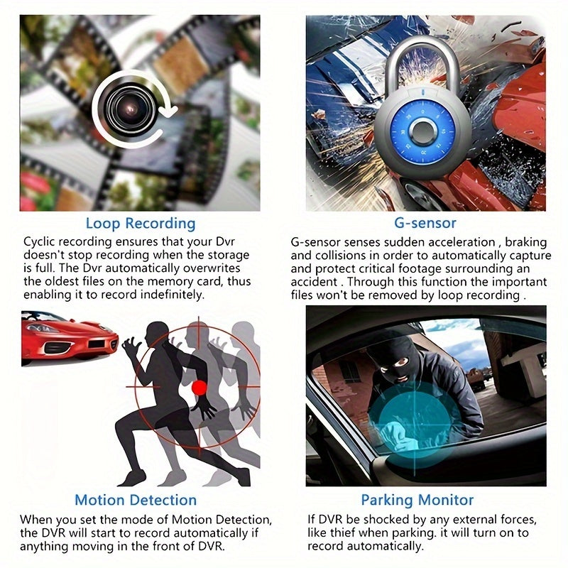 1080P Three Camera Recorder - On-Dash Cameras with Night Vision, Car DVR for Safe Driving