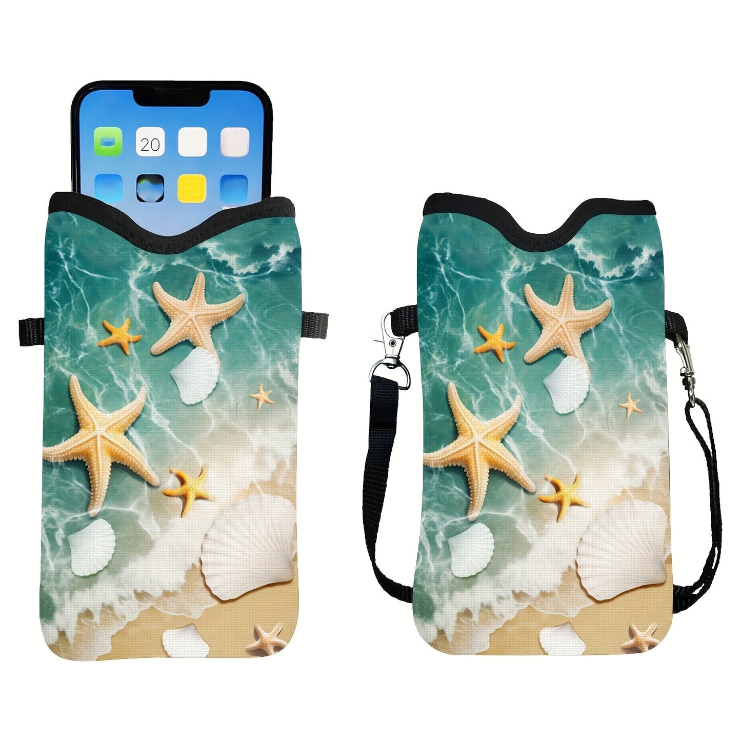 Shockproof Phone Pouch with Adjustable Lanyard - Versatile Print Design, Compatible with Multiple Models