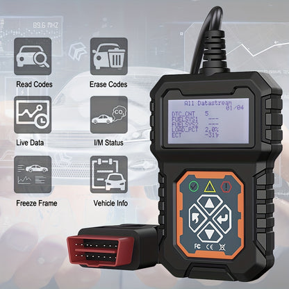 Car Code Reader – OBD2 Diagnostic Scanner for Check Engine Light and Fault Codes – EOBD CAN Protocols Tool for 12V OBDII Cars ( Since 1996 )