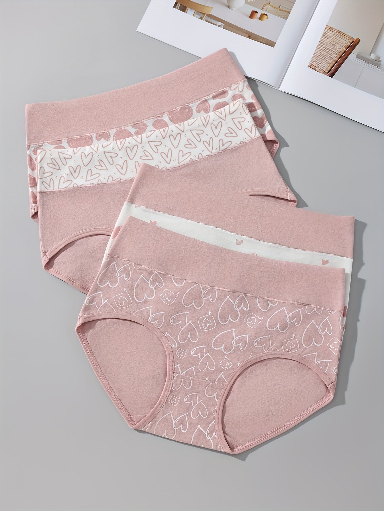 4pcs Cartoon Print Colorblock Briefs – Soft, Comfortable High Waist Intimates Panties – Women's Lingerie and Underwear