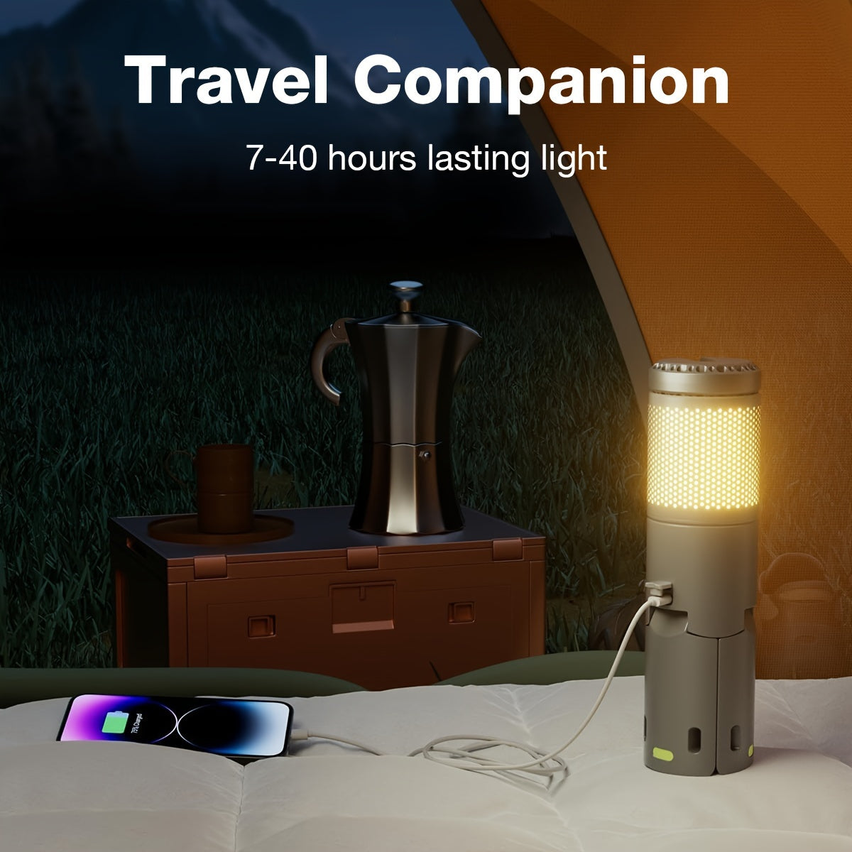 Topsky Multifunction Camping Light - Magnetic and Telescopic Rechargeable Lantern - Portable Outdoor Light for Adventure, Hiking, Emergency - Camping Essentials