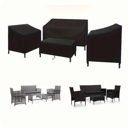 4 Piece Outdoor Furniture Cover Set – Waterproof Sofa, Chair & Coffee Table Covers with Windproof Buckle Strap & Adjustable Drawstring, for Living Room, Courtyard & Balcony Patio Furniture