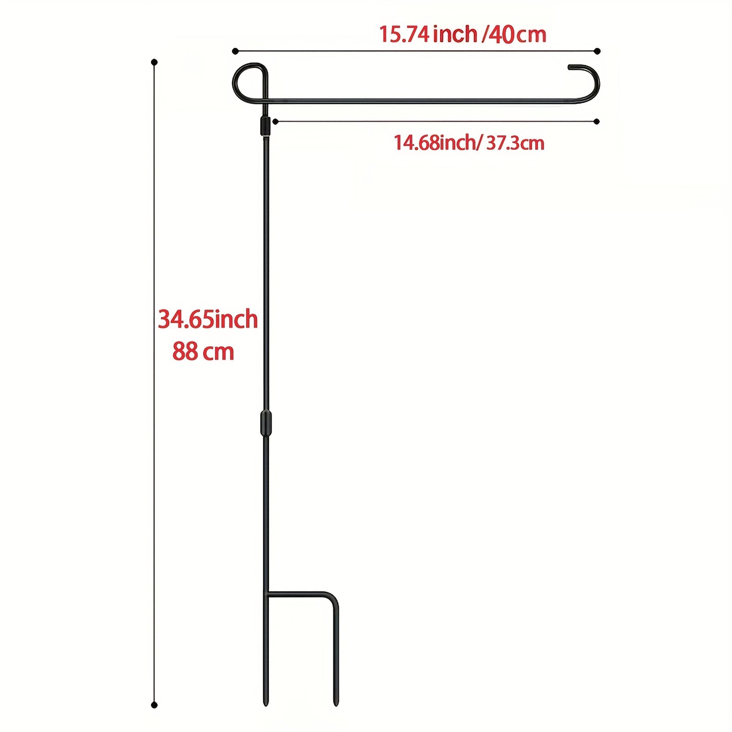 Garden Flag Holder Stand - Black Wrought Iron Yard Flag Pole, Holds Flags Up to 12.5" Wide, Coated with Tiger Clip and Rubber Stopper for Outdoor Decoration