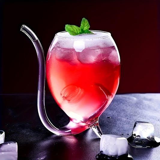 Creative Wine Glass with Built-In Straw - Versatile Glass Cup for Juice, Ice Cream, Champagne, Party Supplies, and Drinkware for Restaurants, Cafes, Bars