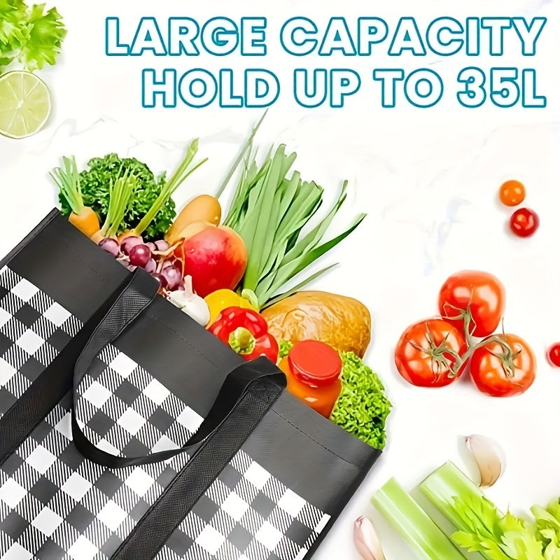 Non-Woven Large Capacity Storage Bag – Reusable Grocery Tote with Long Handle – Foldable for Shopping, Moving and Organization
