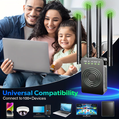 2023 Fastest WiFi Extender - Dual Band 2.4/5.8GHz Internet Booster, 1200Mbps Signal Amplifier, Covers 12,000 Sq.Ft. and Supports 100+ Devices