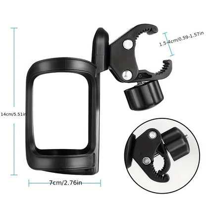 2-Pack Universal Rotatable Bike Cup Holders - 360-Degree Adjustable, Elastic Fixation for Bicycles, Strollers, Scooters, Wheelchairs - Durable and Space-Saving
