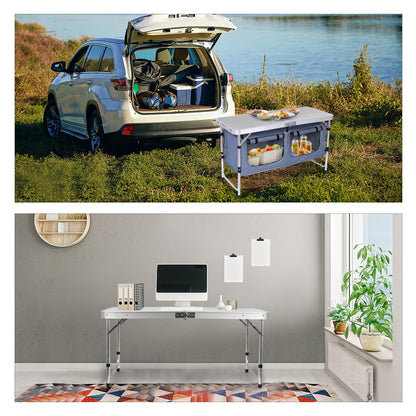 Multi-Functional Camping Table – Foldable & Height-Adjustable, Lightweight Aluminum with Carry Handle, Perfect for Outdoor Adventures, Beach Trips, BBQs, Picnics, Cooking, Festivals & Office Breaks