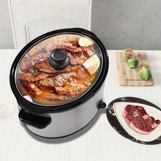 8 Quart Digital Slow Cooker - Programmable Kitchen Appliance with Timer, Heat Settings for Family Dinners, Serves 10+