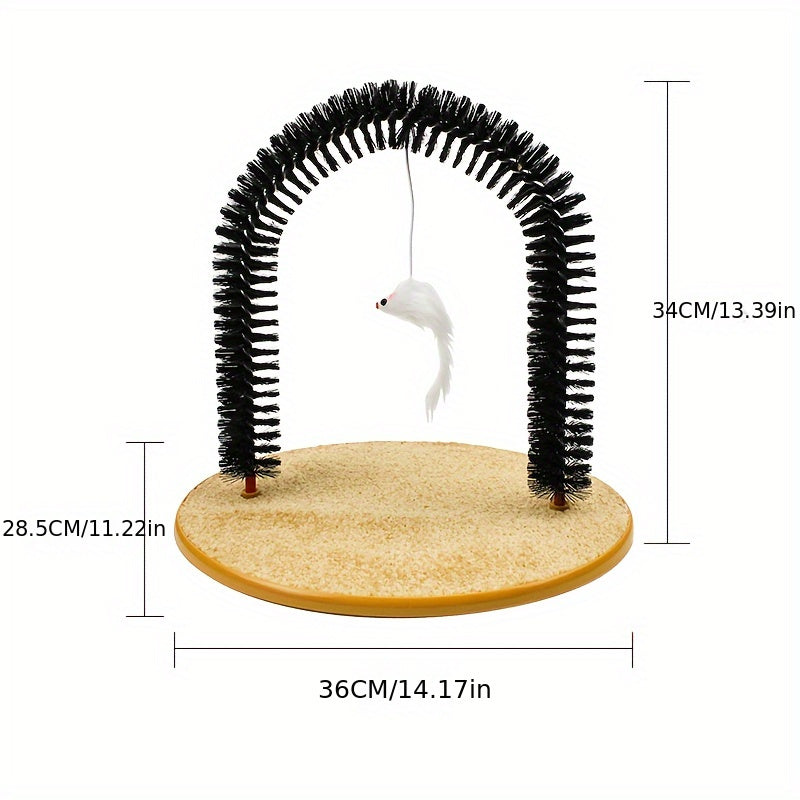 Multifunctional Cat Arch Grooming and Massage Toy - Hair Brush Scratching Toy for Cats and Kittens, Interactive Pet Supply