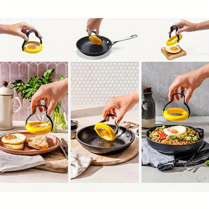 Silicone Egg Rings 2-Pack – Nonstick Cooking Molds with Stay-Cool Handle, Perfect for Eggs, Pancakes and Breakfast Sandwiches – Heat-Resistant and Leak-Proof