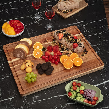 XXL Acacia Extra Large Cutting Board – Premium Kitchen Chopping Board for Meal Prep, Cheese Serving, and Food Presentation – Durable, Easy to Clean, Crack & Scratch Resistant