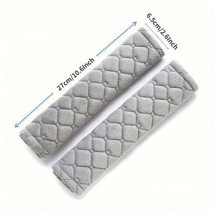 2PCS Plush Embroidered Car Seat Belt Covers – Soft, Adjustable Shoulder Pads for Comfort & Safety
