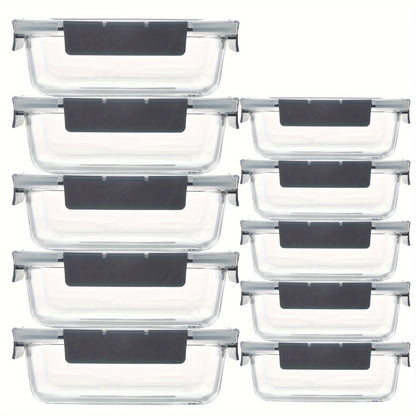 10-Pack Glass Meal Prep Containers Set with Airtight Lids – Durable Food Storage & Glass Lunch Boxes for Home, Kitchen, Office