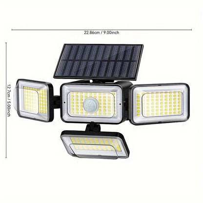 2Pcs Super Bright Solar Motion Sensor Outdoor Floodlight – 4 Adjustment Modes, Intelligent Auto Adjust, Remote Control
