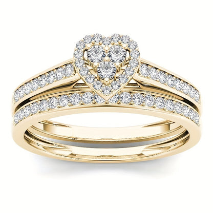 4 Style Golden Zirconia Ring Set for Engagement & Anniversary - Exquisite Synthetic Jewelry Gift