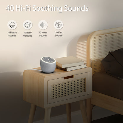Cocoon Plus White Noise Machine – 40 Soothing Sounds with Night Light, 4-Hour Timer, 32 Adjustable Volume, Memory Function, Brown Noise for Sleep, Yoga, and Meditation, Plug-In