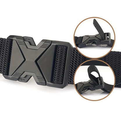 Men's Canvas Belt – Sporty Style with Quick-Release Plastic Buckle, Casual Training & Jeans Accessory