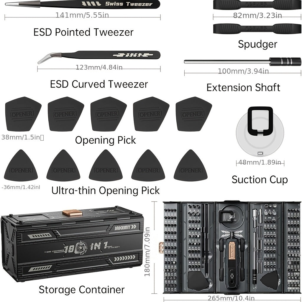 Upgraded 180-in-1 Magnetic Precision Screwdriver Set - Professional Tool Kit for PC, Laptops, Mobile Phones, Xbox, Mac, and DIY Maintenance