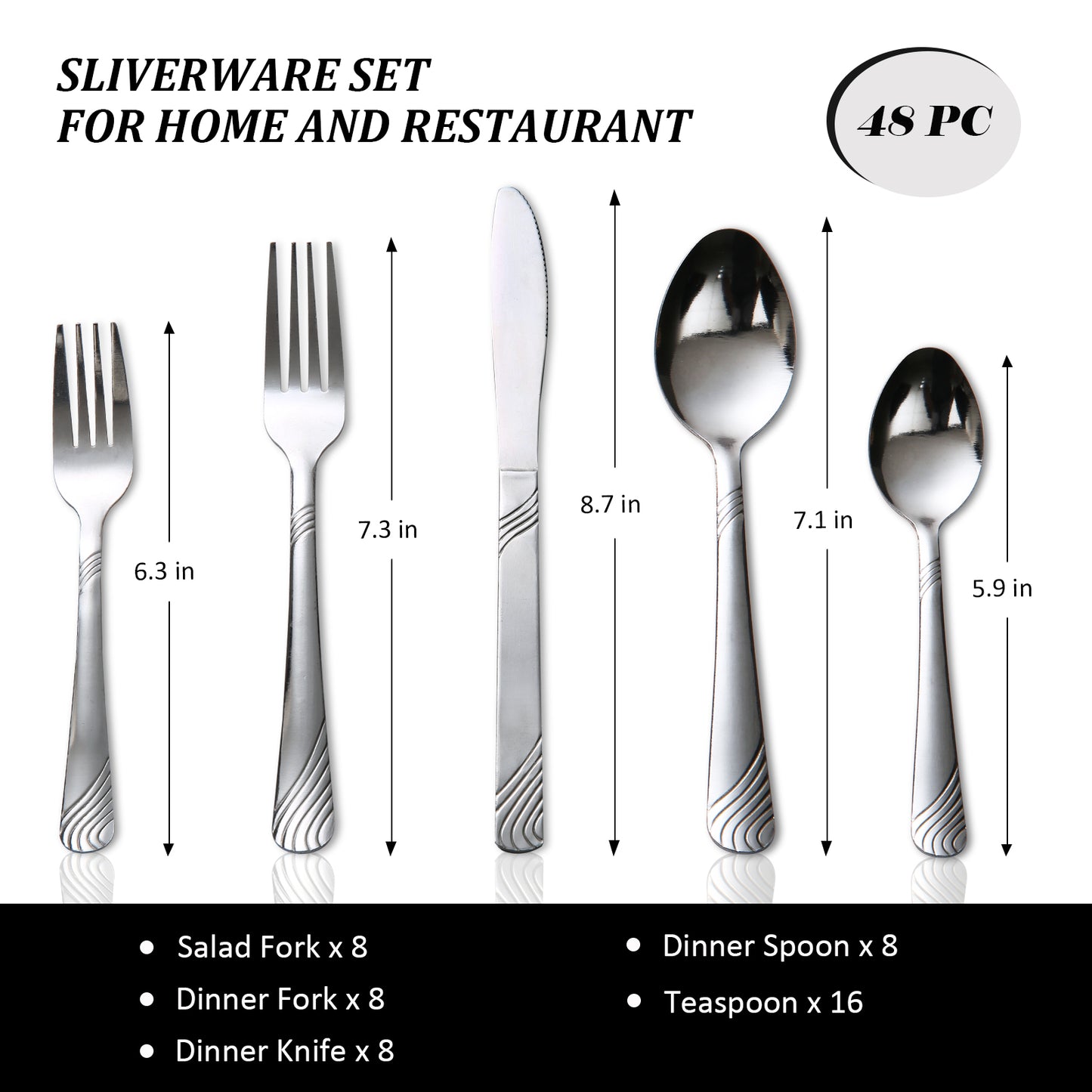 48-Piece Stainless Steel Tableware Set – Durable, Modern Cutlery for Restaurants, Hotels, Family Gatherings, and Outdoor Events – Premium Quality, Rust-Resistant, Easy to Clean