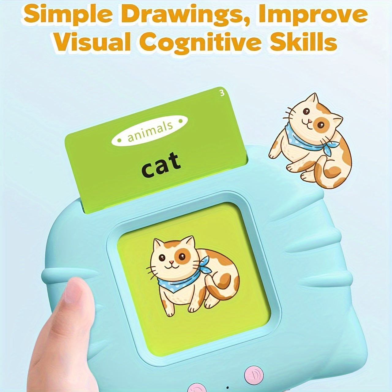 Interactive Montessori Flash Card Toy for Ages 0-3 – Talking Educational Playset with 112 Double-Sided Vocabulary Cards, Bilingual Language Activity for Toddler Sensory Learning, Perfect Kids Gift