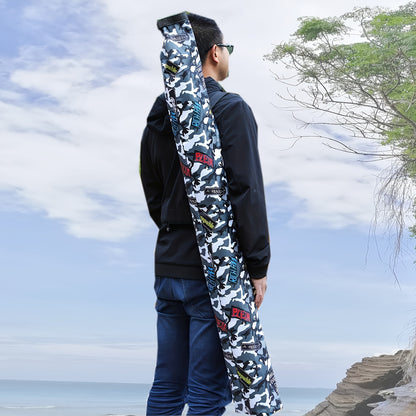 Premium Foldable Fishing Rod Storage Bag - Large Capacity, Completely Waterproof Oxford Cloth with Moire Pattern, Lightweight Zipper Closure, Fashionable Design for Camping
